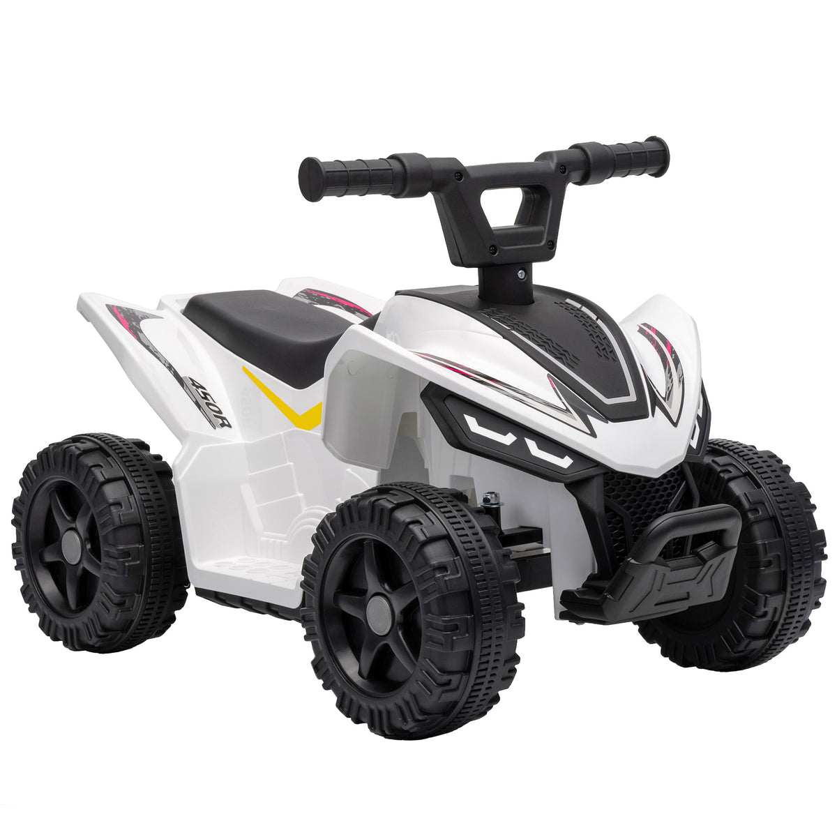 AIYAPLAY 6V Battery Powered Kids ATV, Quad Bike w/ Handlebar Button Control, Max 1.2MPH, Max 55lbs Load, for 18-48 Months, White Default Title