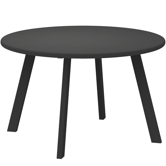 Outsunny 70cm Round Coffee Table, Outdoor Garden Table with Non-Slip Foot Pads and Metal Frame for Garden, Terrace, Balcony, Living Room, Charcoal Grey