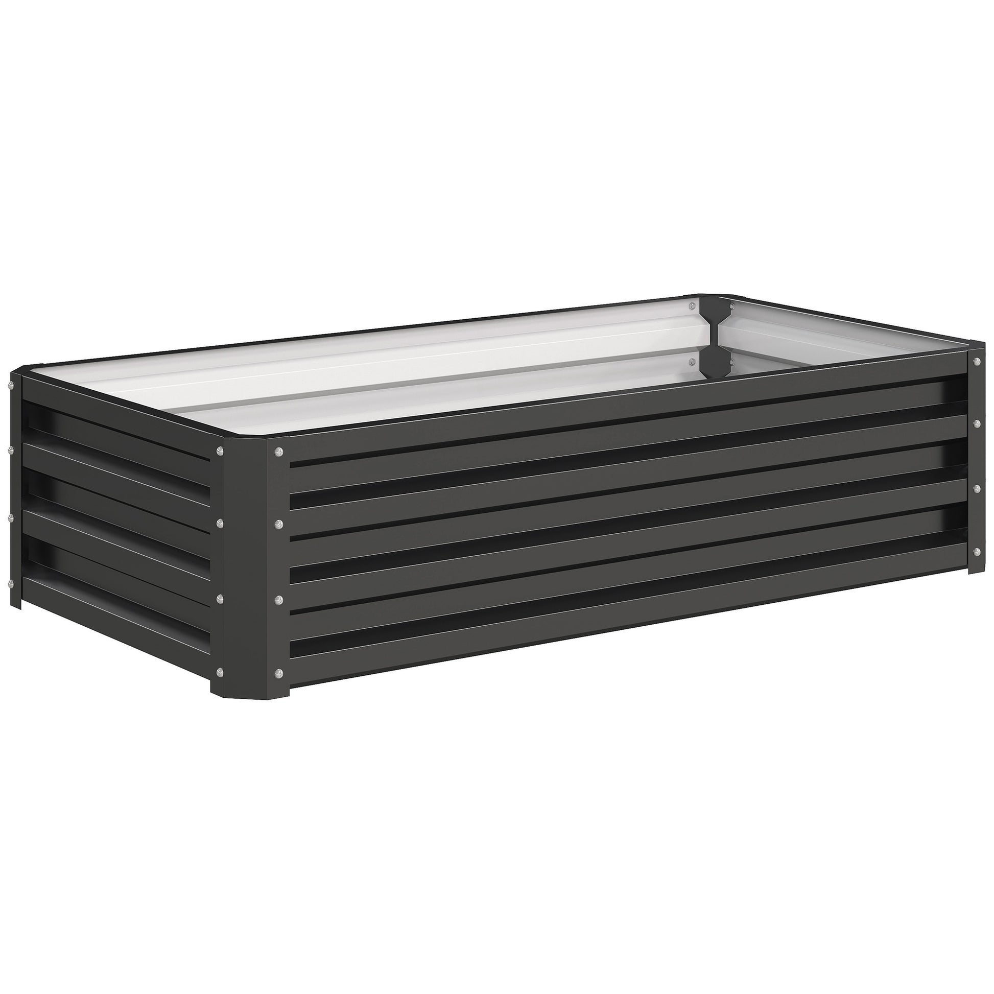 Outsunny Raised Beds for Garden, Galvanized Outdoor Planters, for Herbs and Vegetables, Use for Patio, Backyard, Balcony, Grey