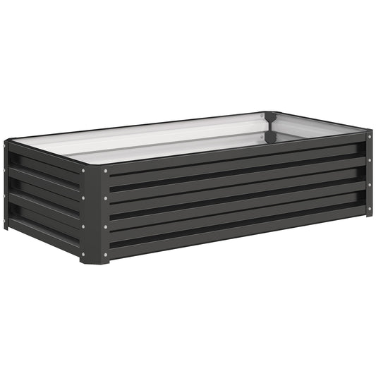 Outsunny Raised Beds for Garden, Galvanized Outdoor Planters, for Herbs and Vegetables, Use for Patio, Backyard, Balcony, Grey