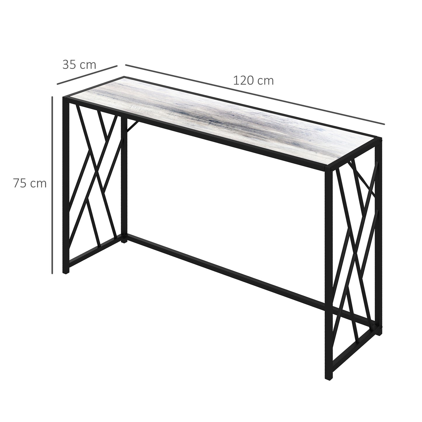 HOMCOM Console Table, Industrial Sofa Table with Metal Frame for Living Room, Hallway, 120Â cm, Grey