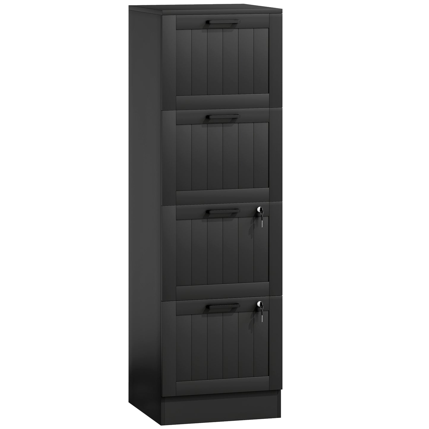 HOMCOM 4 Drawer Filing Cabinet with Lock, Office Storage Cabinet with Adjustable Hanging Bars for A4 Letter Size Files, Black Default Title