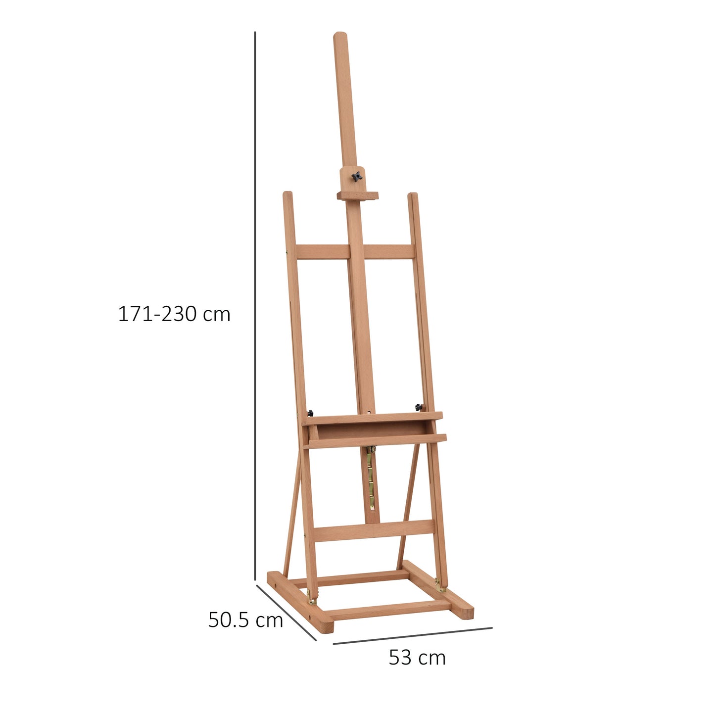 Vinsetto Wooden Easel Stand H-Frame Artist Easel with 171-230cm Adjustable Height and 0-80Â° Working Angles Beech Wood Art Easel for Displaying Painting Wedding Sign Nature Wood Finish
