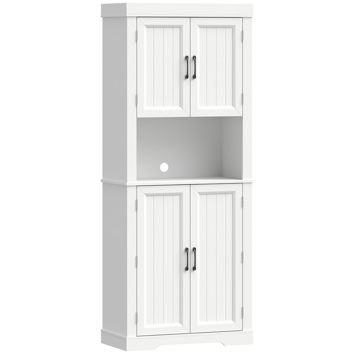HOMCOM 183 cm Tall Kitchen Cupboard, Kitchen Cabinet with Open Countertop, Door Racks and Adjustable Shelves, White Default Title