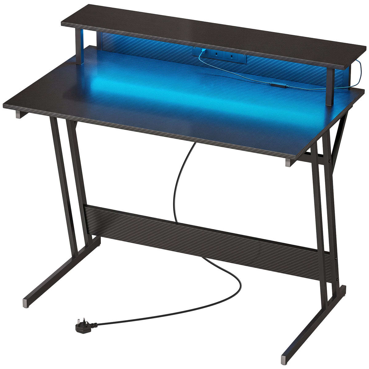 HOMCOM Two-Level LED Gaming Desk - Black Default Title
