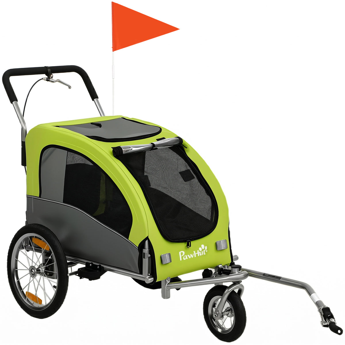 PawHut 2 in 1 Dog Bike Trailer, Foldable Pet Stroller, Dog Bicycle Trailer with Suspension, for Medium Dogs up to 20kg, Green Default Title
