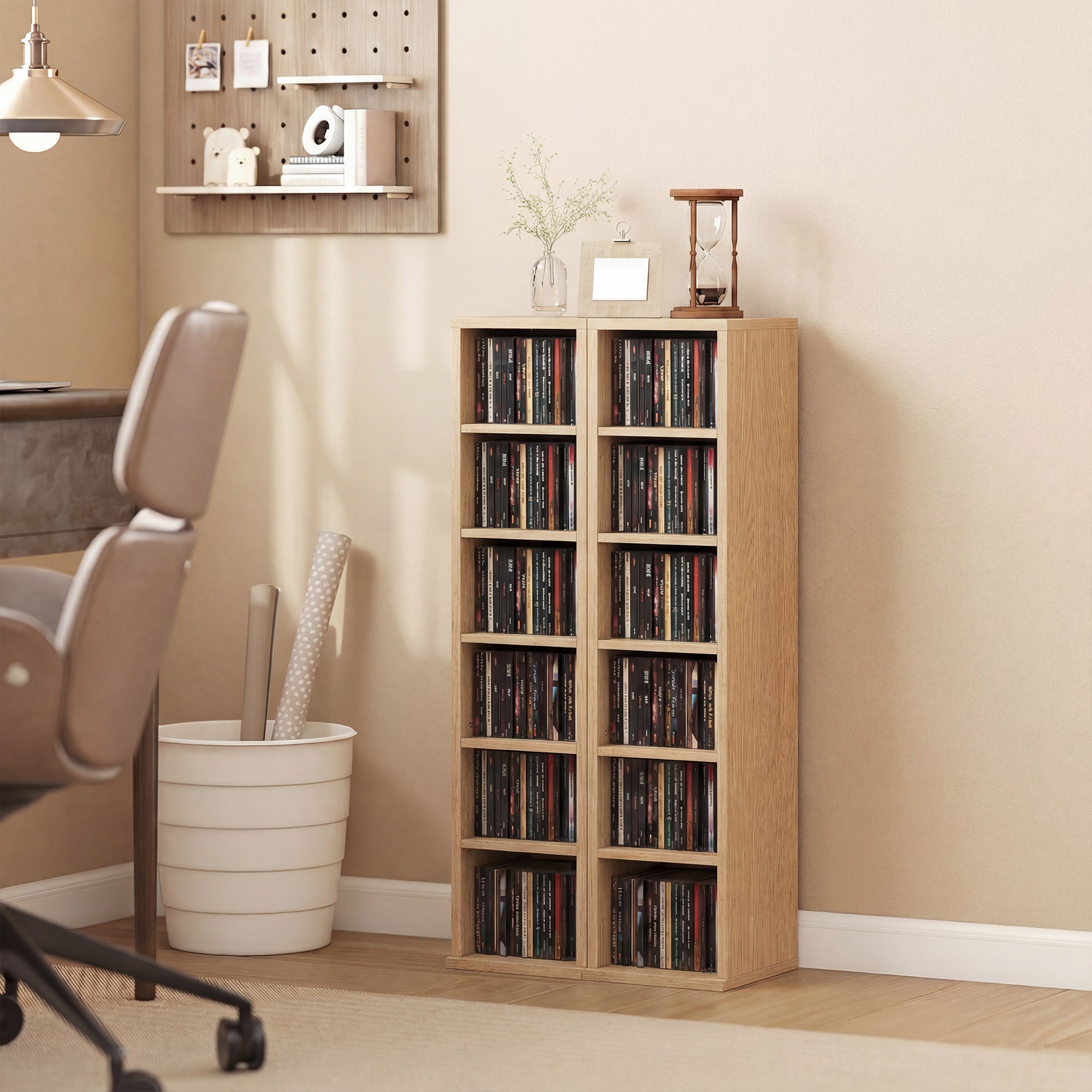 HOMCOM Set of 2 CD Media Display Shelf Unit Tower Rack with Adjustable ...