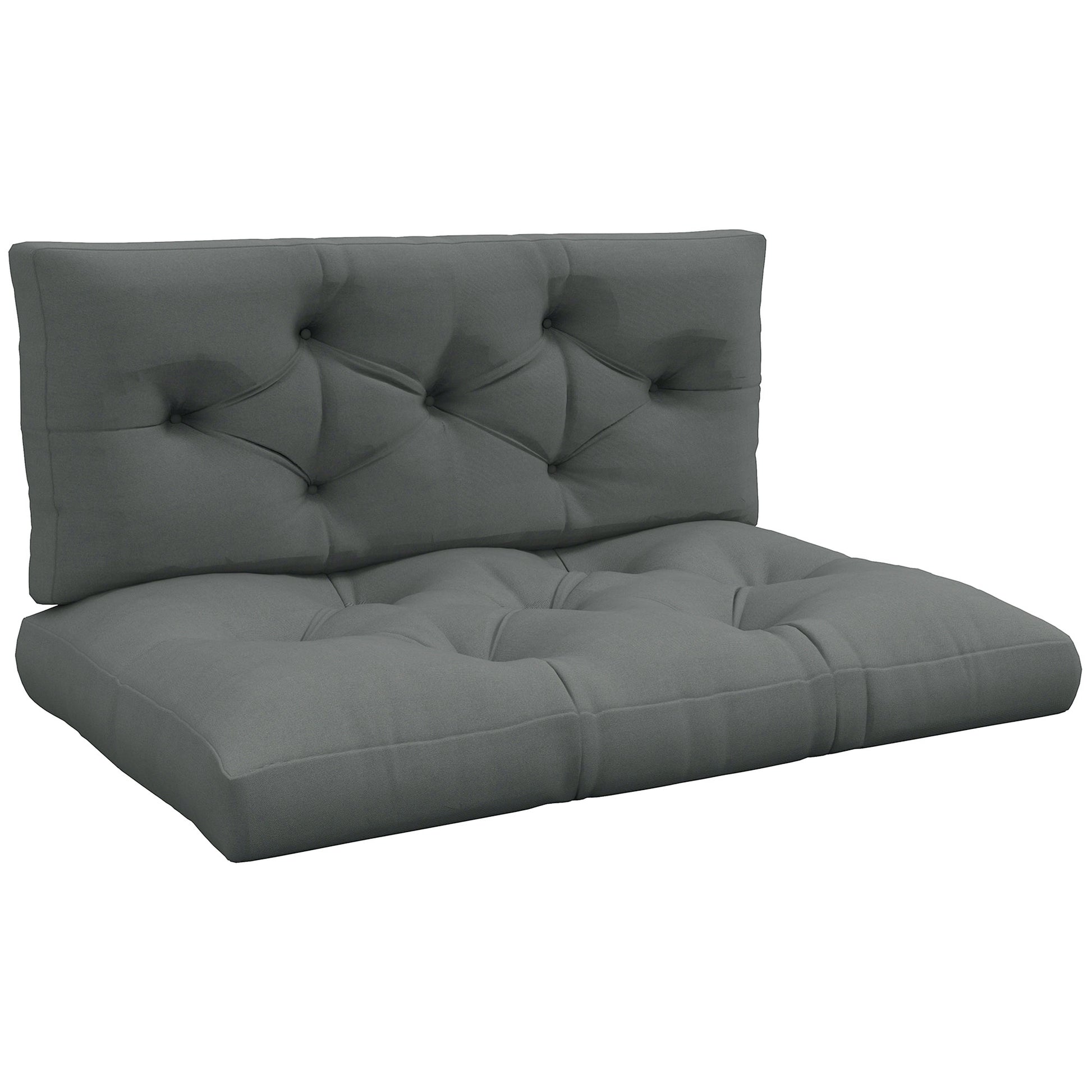 Outsunny Seat and Back Padded Pallet Cushion Set - Light Grey