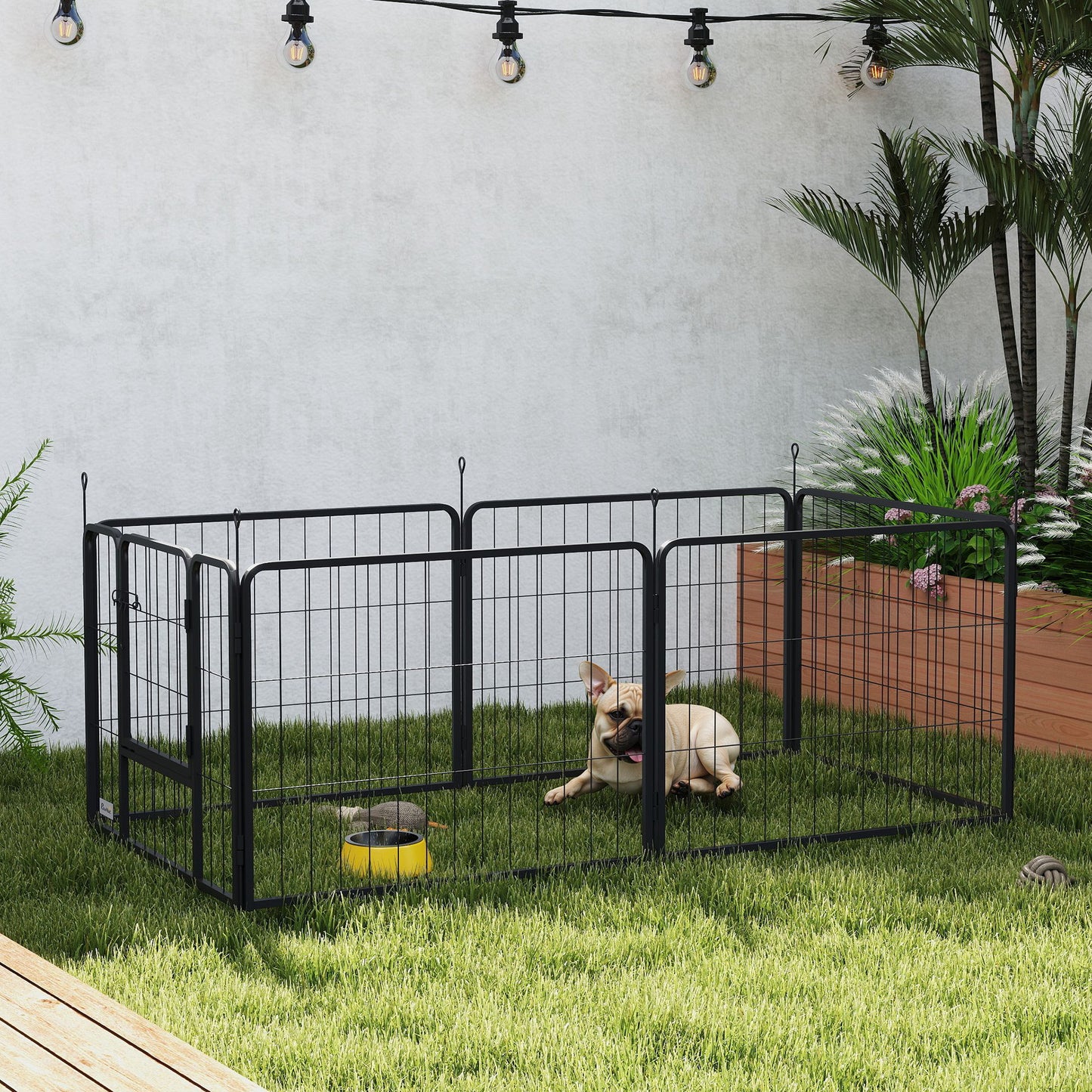 PawHut 6 Panels Dog Playpen, Portable Detachable Puppy Pen with Door, for Small Dogs, 60cm High, Grey