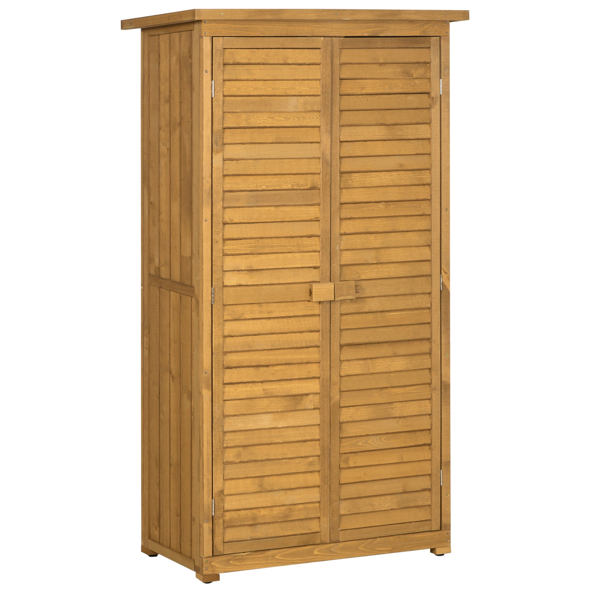 Outsunny Wooden Garden Storage Shed with Shelves, Outdoor Tool Cabinet with Asphalt Roof for Patio Organisation, 87cm x 47cm x 160cm