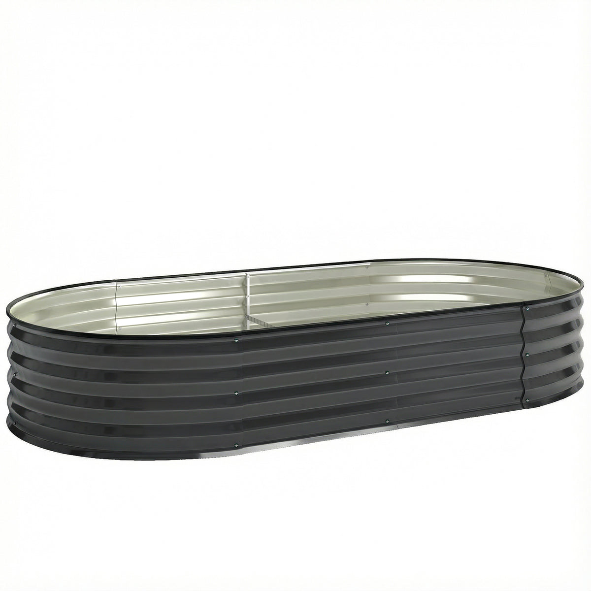 Outsunny Galvanised Raised Garden Bed, Metal Planter Box with Safety Edging, for Flowers, Herbs, Succulents, Dark Grey Default Title