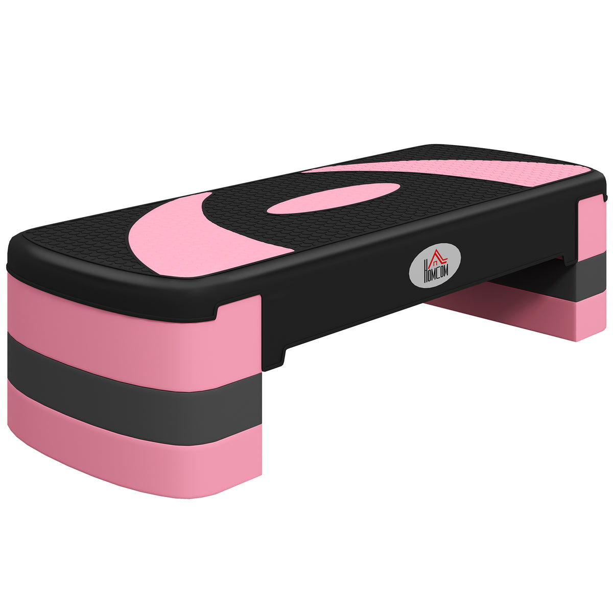 HOMCOM Aerobic Step with 3-Level Adjustable Heights for Home, Office Exercise, Black and Pink Default Title