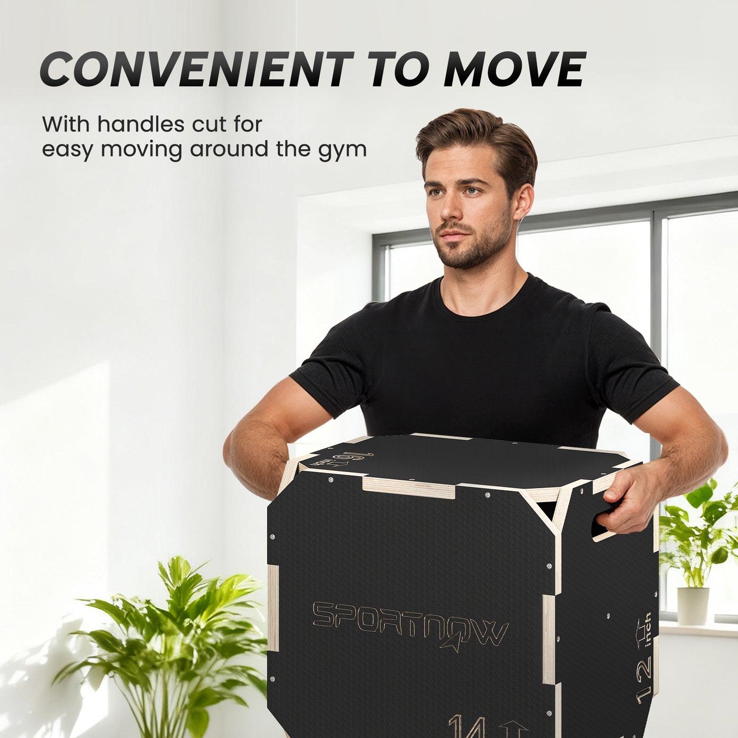 SPORTNOW Non-Slip Plyo Box, Corner-free Wooden Jump Box, 31 x 36 x 41 cm