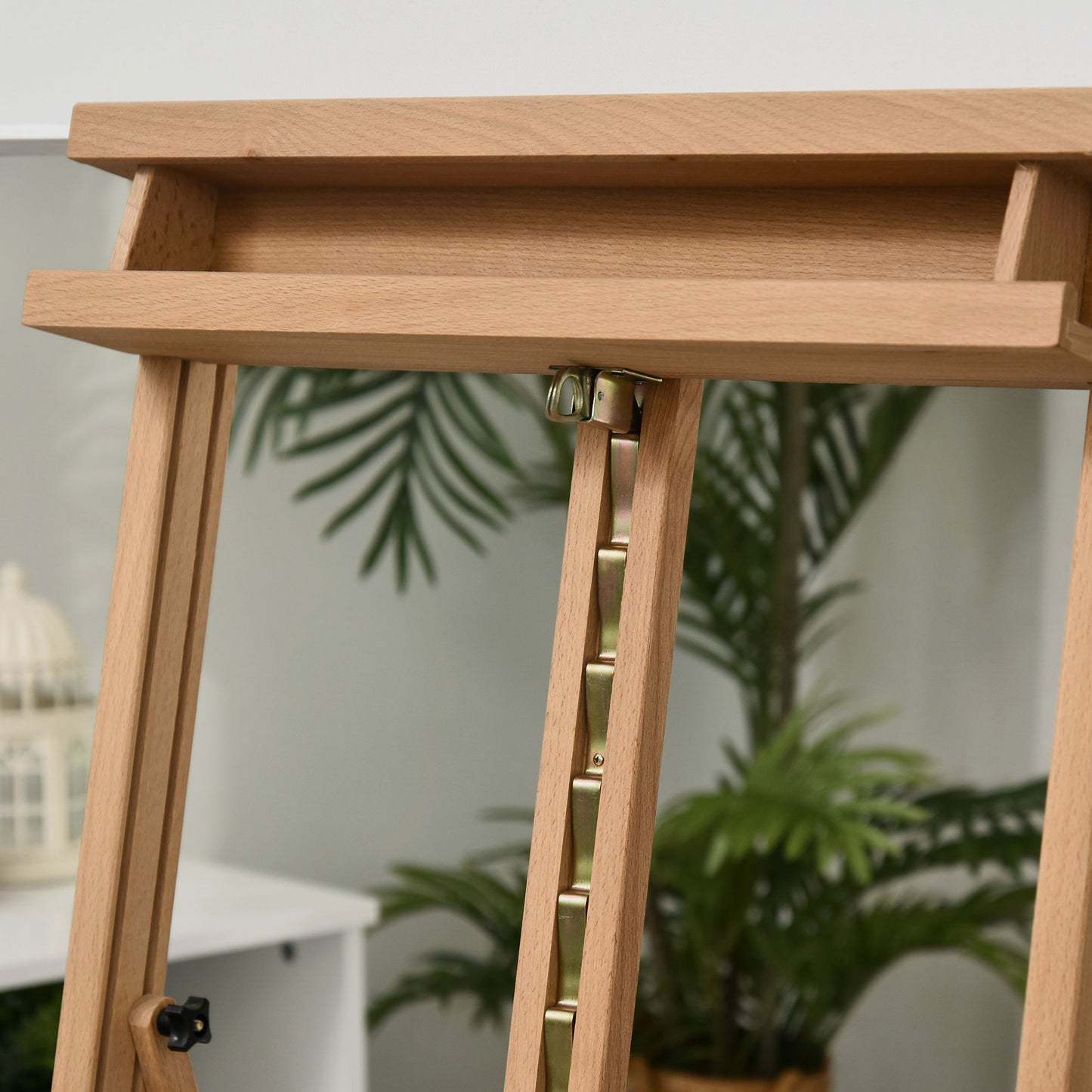 Vinsetto Wooden Easel Stand H-Frame Artist Easel with 171-230cm Adjustable Height and 0-80Â° Working Angles Beech Wood Art Easel for Displaying Painting Wedding Sign Nature Wood Finish