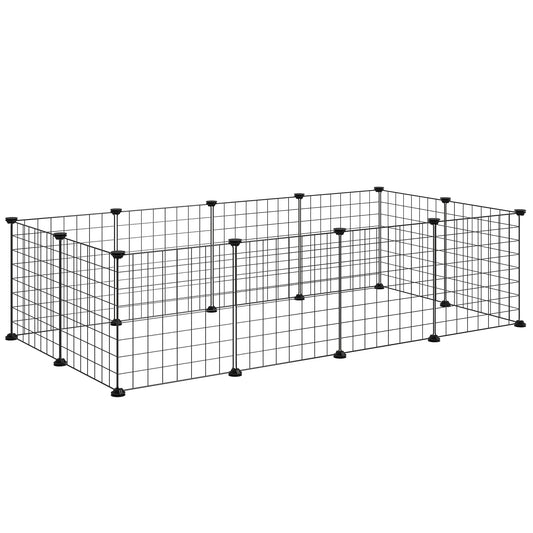 PawHut DIY Pet Playpen Metal Wire Fence 12 Panel Enclosure Indoor Outdoor Guinea Pig Bunny Small Animals Cage Black
