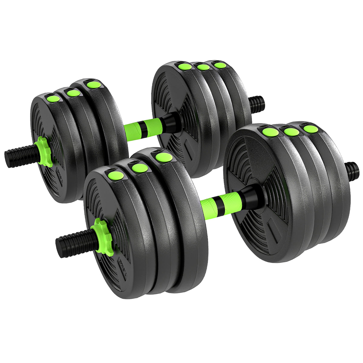 SPORTNOW 25 kg 3-in-1 Adjustable Dumbbell & Barbell Set with EZ Bar, Connecting Rod and Non-Slip Grip for Home Gym, Green