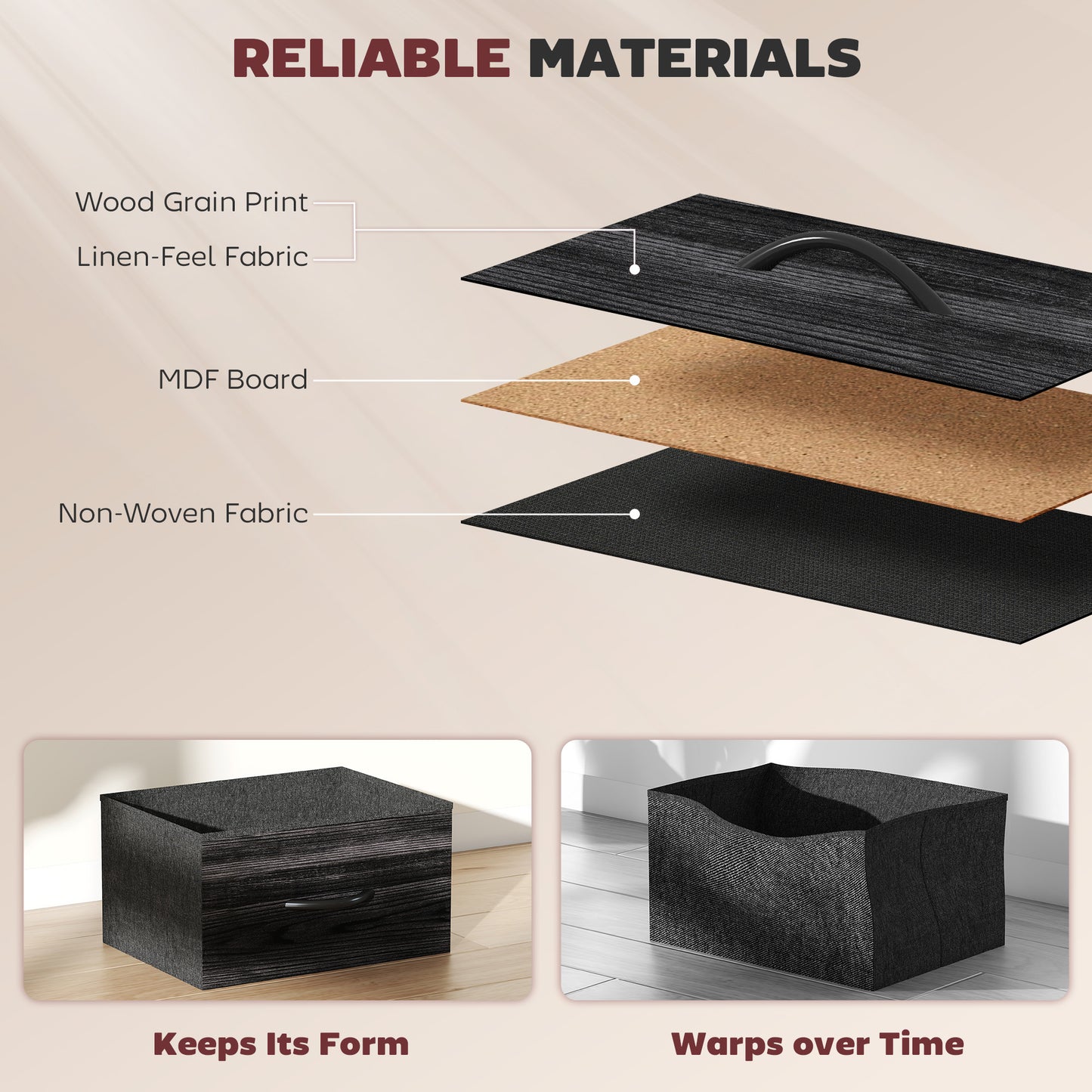 HOMCOM Chest of Eight Fabric Drawers - Black