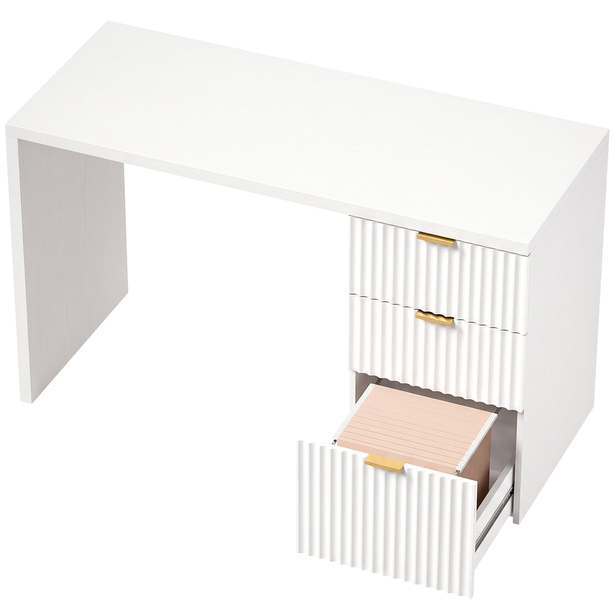 HOMCOM Computer Desk with 3 Drawers Reversible Home Office Desk 120 cm, White