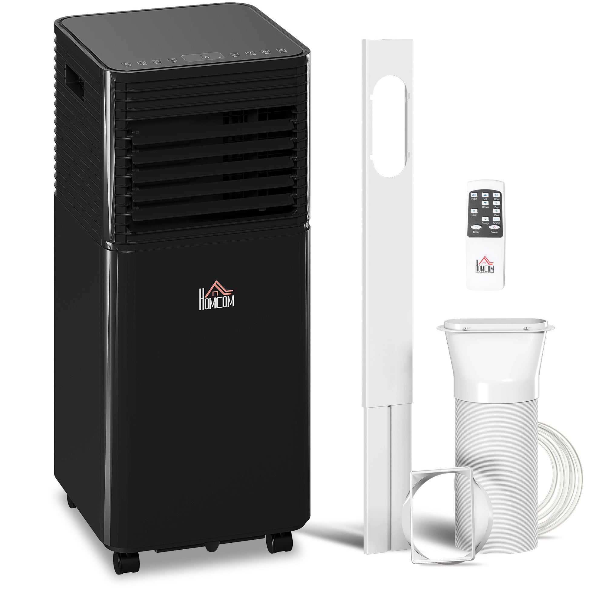 HOMCOM 7000 BTU 4-In-1 Portable Air Conditioner Unit Cooling Dehumidifying Ventilating for Room up to 26mÂ², with Fan, Remote, 24H Timer, Window Mount Kit, R290, A Energy Efficiency