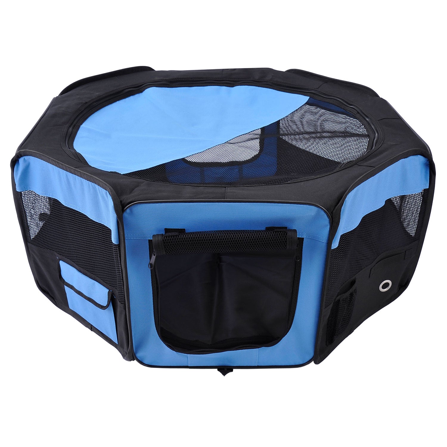 PawHut 600D Oxford Soft Fabric Kennel, Portable Lightweight Cat Dog Playpen, Foldable Pet Puppy Rabbit Guinea Pig Pen Run Dia 90 x 41H cm Indoor & Outdoor Blue