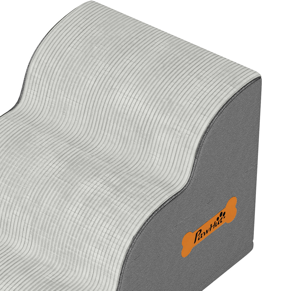 PawHut Dog Steps for Bed and Sofa, 3-Step Non-Slip Dog Stairs with Removable Washable Cover, Carry Handle, Light Grey