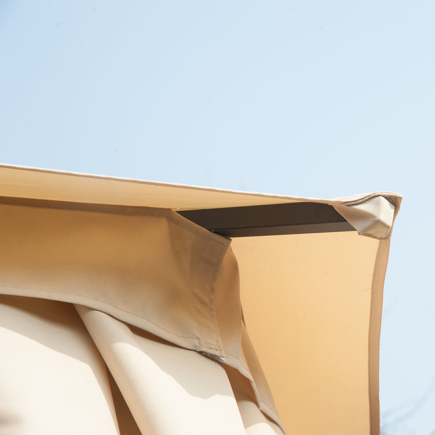 Outsunny 3 x 3 Hexagon Gazebo Patio Canopy Party Tent Outdoor Garden Shelter with 2 Tier Roof and Side Panel, Beige