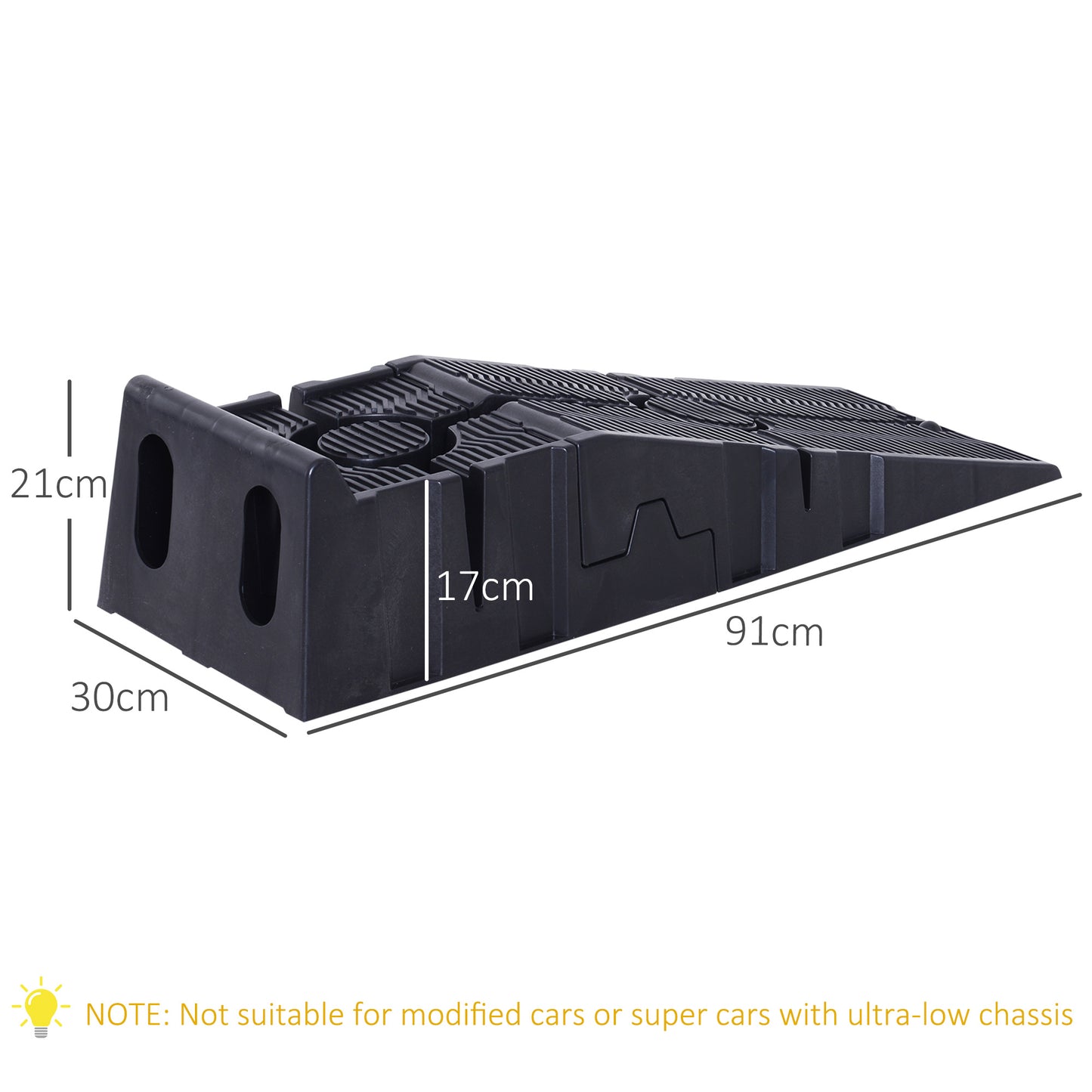 DURHAND 2 Pieces Car Ramps Heavy Duty 2.5 Ton Motorhome Levelling Ramps, Plastic Garage Workshop Car Lift, Portable Automotive Vehicle Campervan Car Ramp, Black