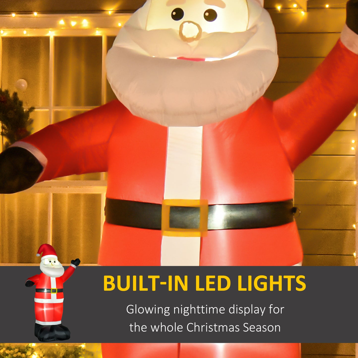 HOMCOM 8ft Inflatable Christmas Santa Claus Xmas Decoration with LED Holiday Air Blown Yard Outdoor DÃ©cor