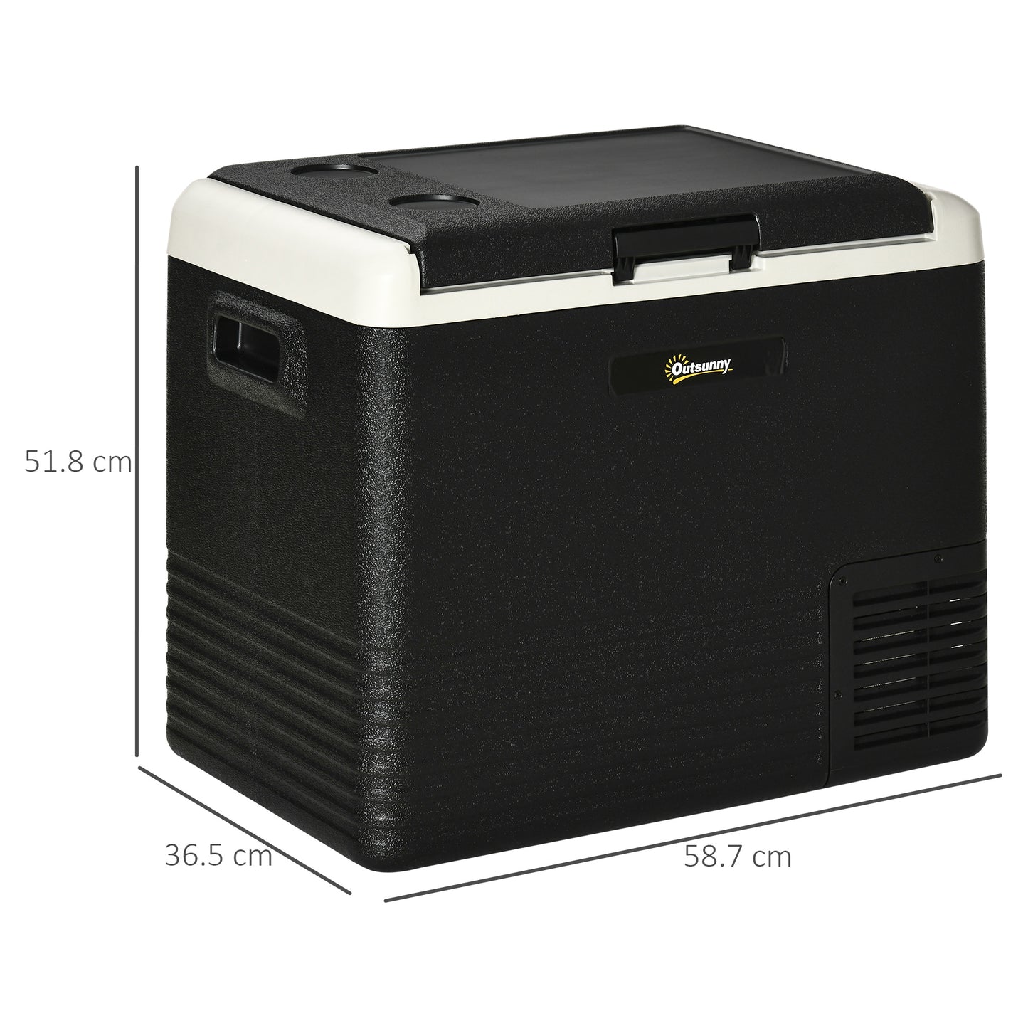 Outsunny 50L Car Refrigerator, Portable Compressor Car Fridge Freezer, Electric Cooler Box with 12/24V DC and 110-240V AC for Camping, Driving, Picnic, Down to -20â„ƒ