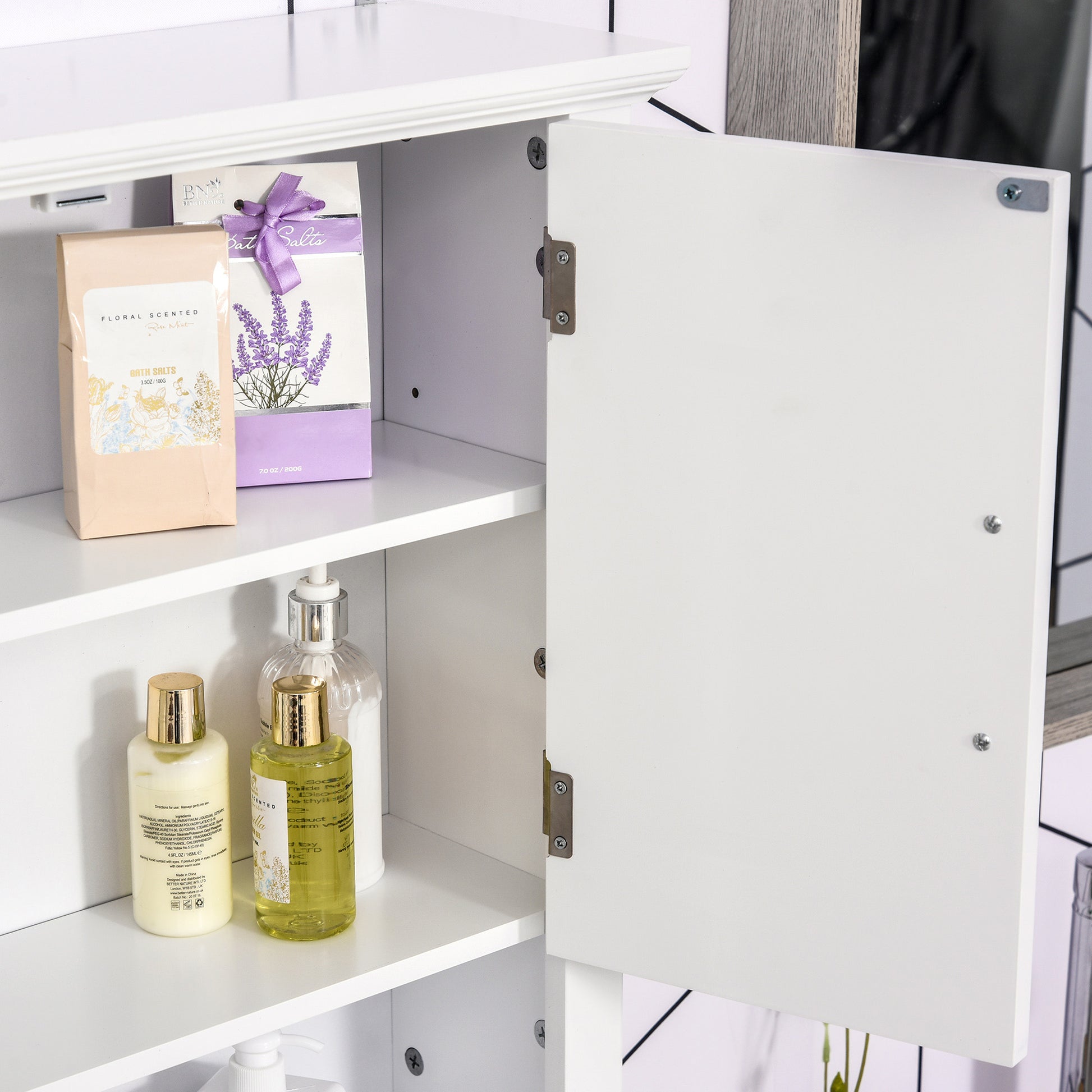 HOMCOM Bathroom Wall Cabinet, Medicine Cabinet, Kitchen Cupboard with 2 Doors and Adjustable Shelf, White