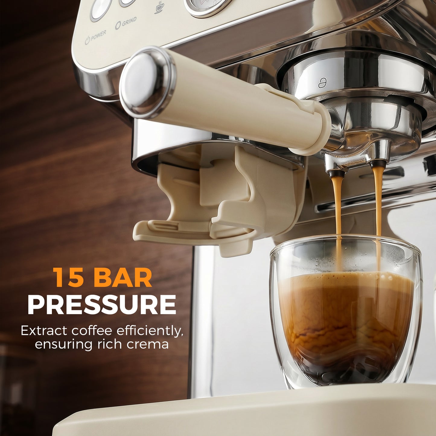 HOMCOM Bean to Cup Coffee Machine, Espresso Machine with Integrated Bean Grinder & Steam Wand, Cream White