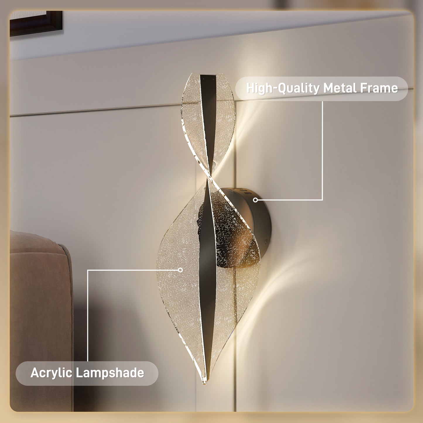 HOMCOM Led Wall Lamp 2 Pack, 13W Modern Indoor Spiral Wall Light, Colour Temperature Adjustable 3000K/4000K/6500K, for Bedroom, Living Room, Hallway, Stairs, Black