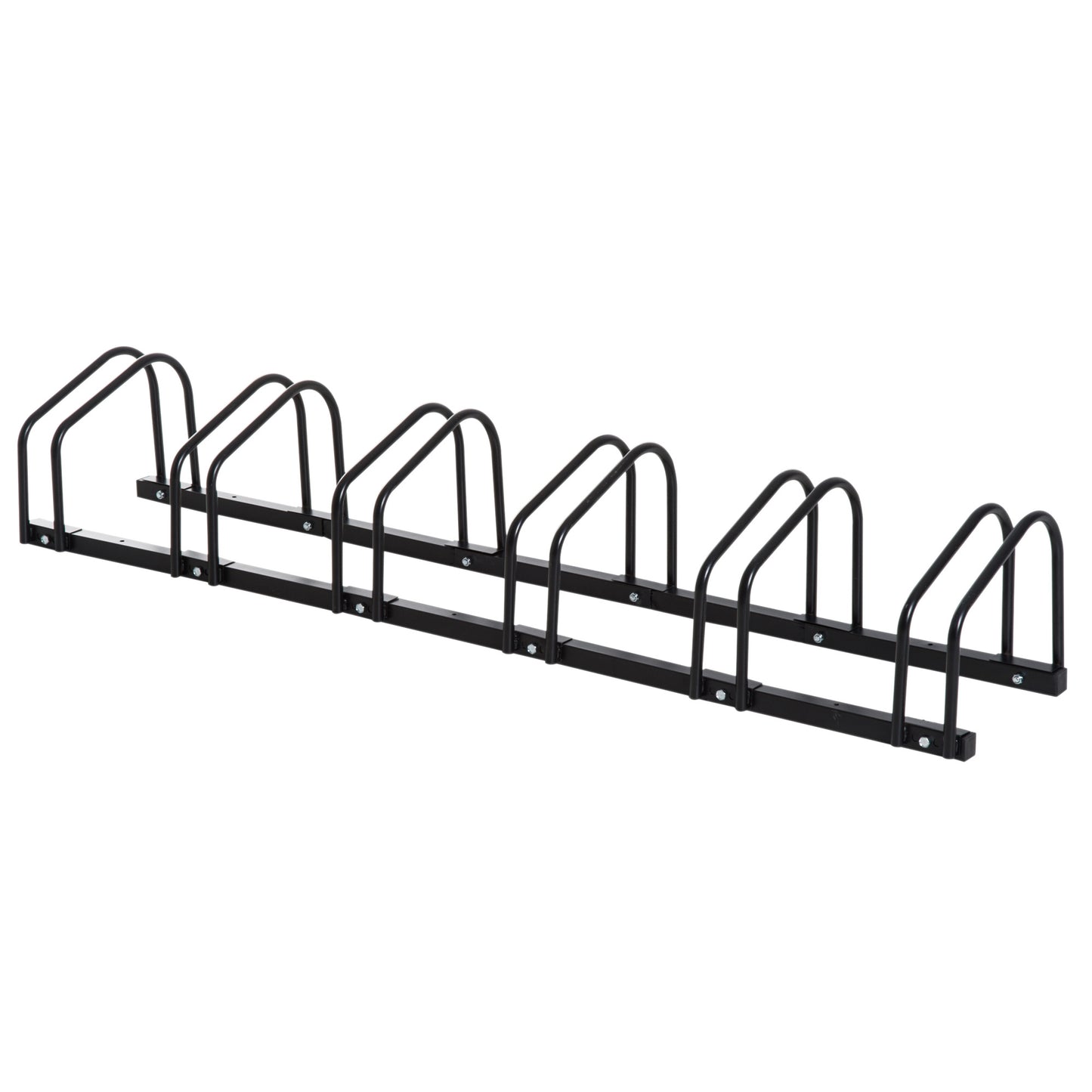HOMCOM Bike Stand Parking Rack Floor or Wall Mount Bicycle Cycle Storage Locking Stand 179L x 33W x 27H (6 Racks, Black) Default Title