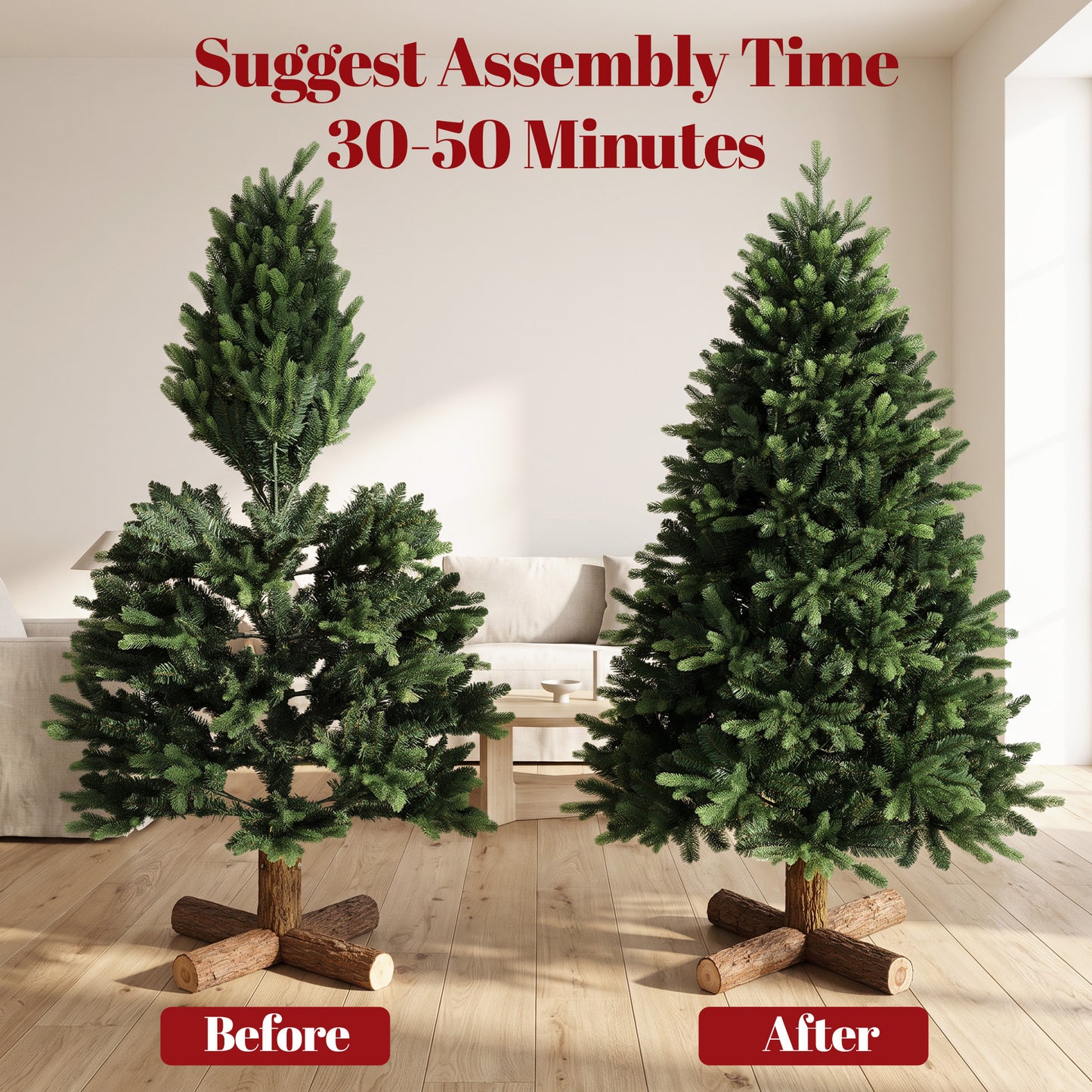 HOMCOM Artificial Christmas Tree, Hinged Xmas Tree with 1620 PE & PVC Branch Tips, 5ft, Green