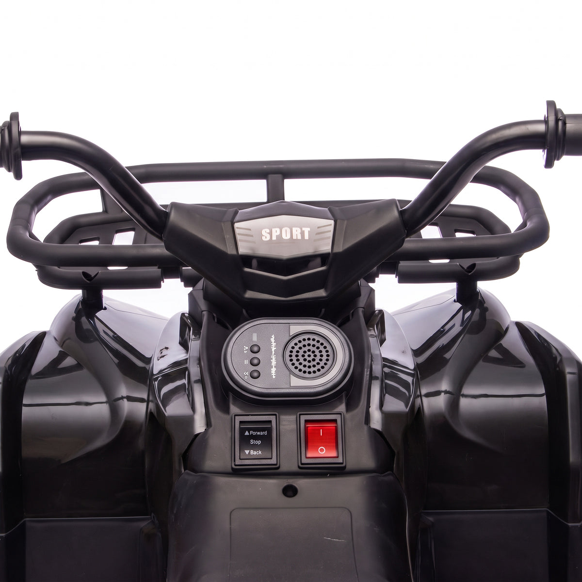 AIYAPLAY 12V Kids Electric Quad Bike, Ride on ATV with Dual Motors, Soft Start, Storage, Music, Lights for 3-8 Years, Black