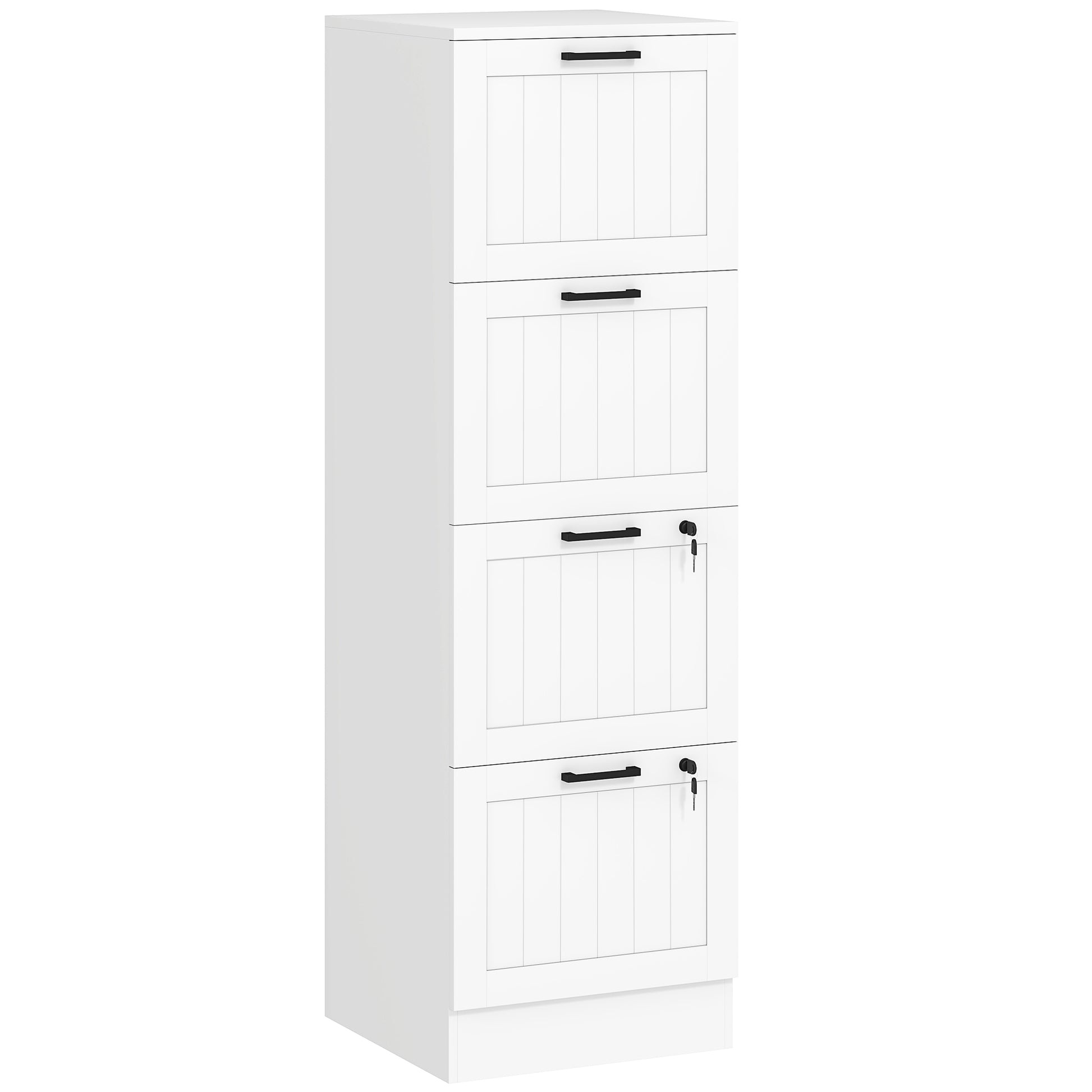 HOMCOM 4 Drawer Filing Cabinet with Lock, Office Storage Cabinet with Adjustable Hanging Bars for A4 Letter Size Files, White Default Title