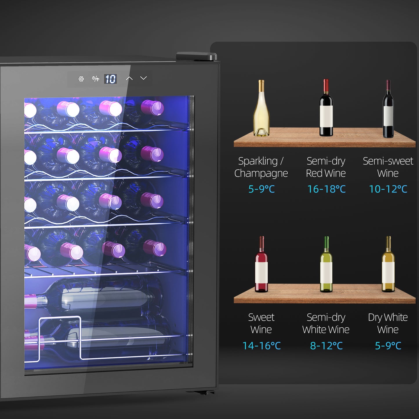 HOMCOM 20 Bottle 5-18â„ƒ Countertop Wine Fridge - Black