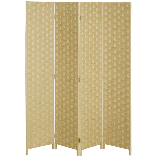 HOMCOM Wave Fibre Freestanding Folding Privacy Screen Panels, Room Divider, Brown