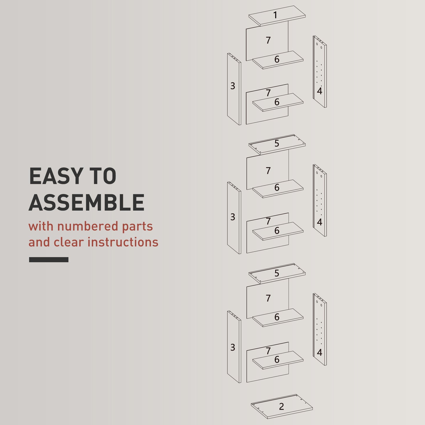 HOMCOM 260 Narrow CD Storage Unit - Grey