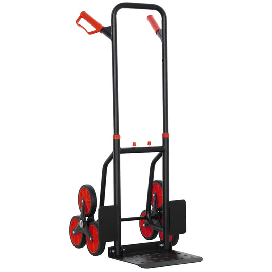 DURHAND Stair Climbing Hand Truck, Heavy Duty Foldable Trolley on Wheels, Multi-Purpose Sack, Steel Truck Moving Trolley, 120kg, Red