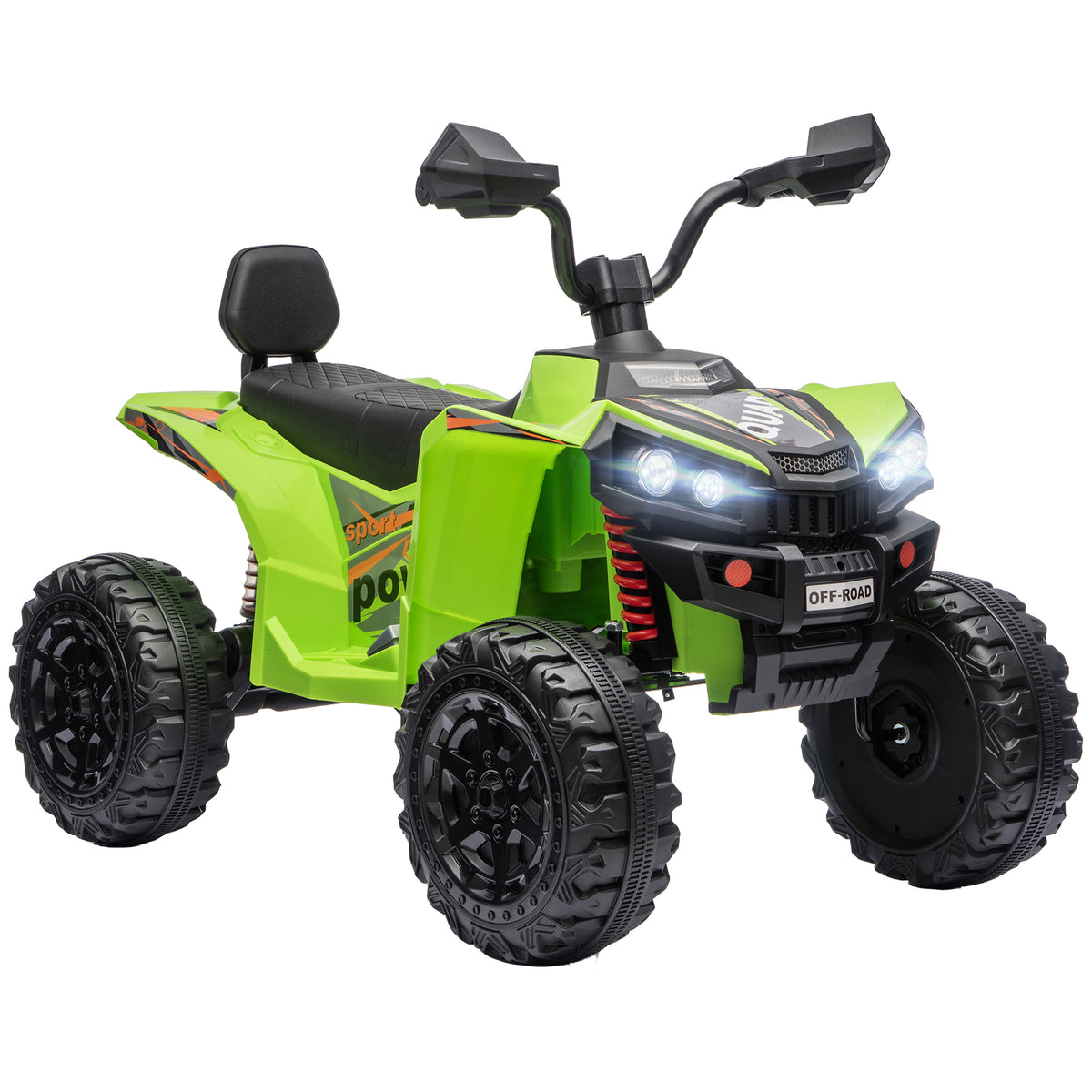 AIYAPLAY 24V 2 Seater Electric Quad Bike for Kids, Ride On Car ATV Toy w/ Forward Backward, for Boys Girls 3-8 Years, Green