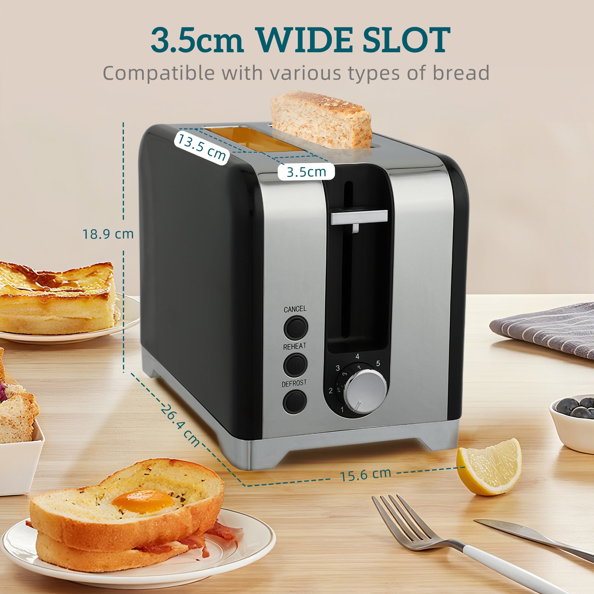 HOMCOM Retro Toaster and Kettle Set - Black