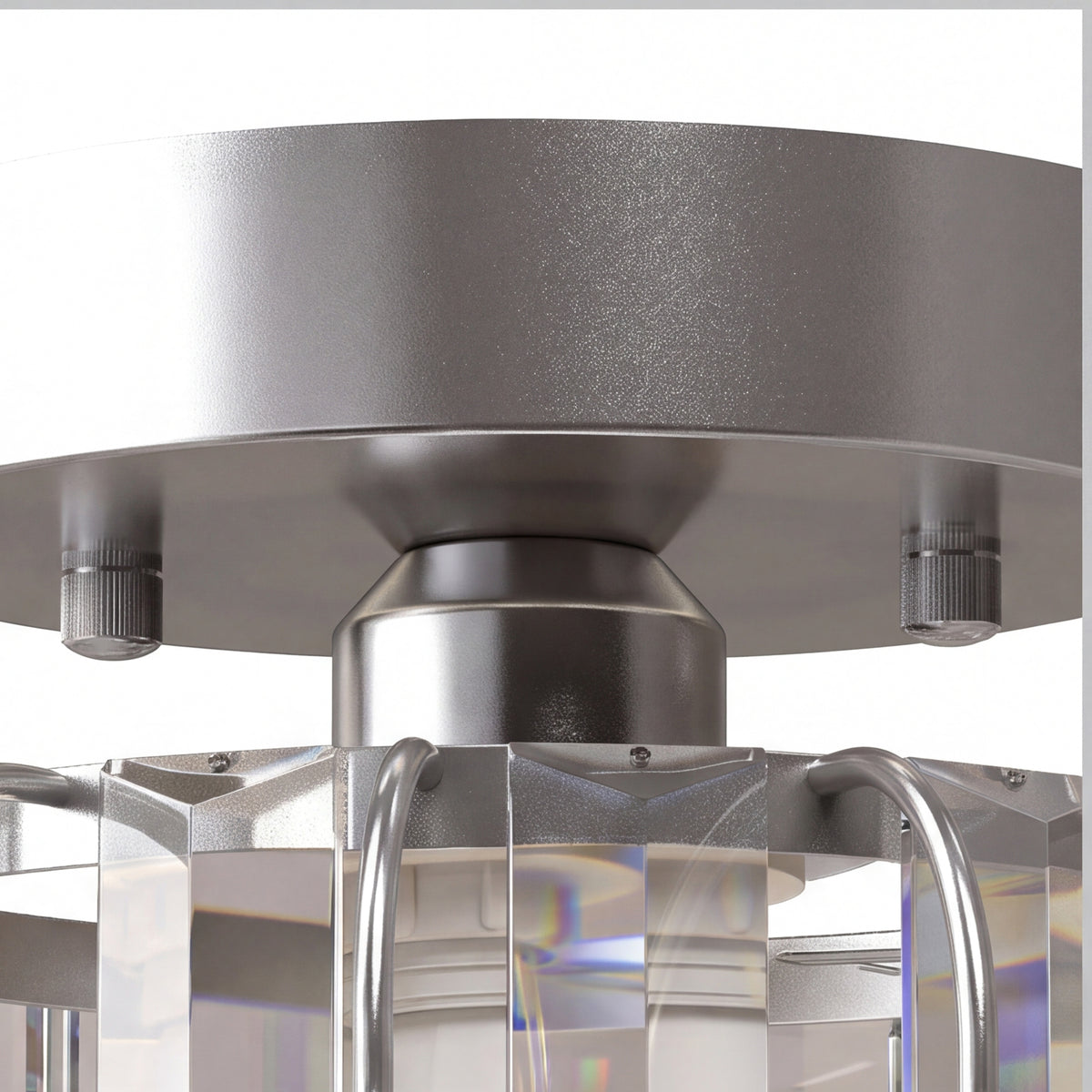 HOMCOM Crystal Ceiling Light Fixtures, Modern Semi-Flush Ceiling Lighting with Crystal Strips, 2 Pack, Silver Tone