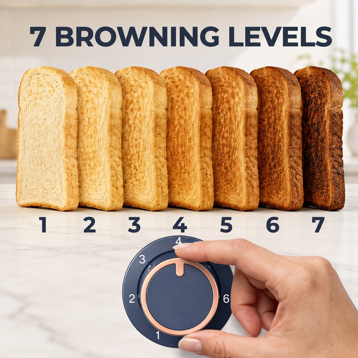 HOMCOM Toaster 4 slice, Toaster with 7 Browning Levels, High Lift, Reheat/Defrost/Cancel, Self-centring Function, Dark Blue