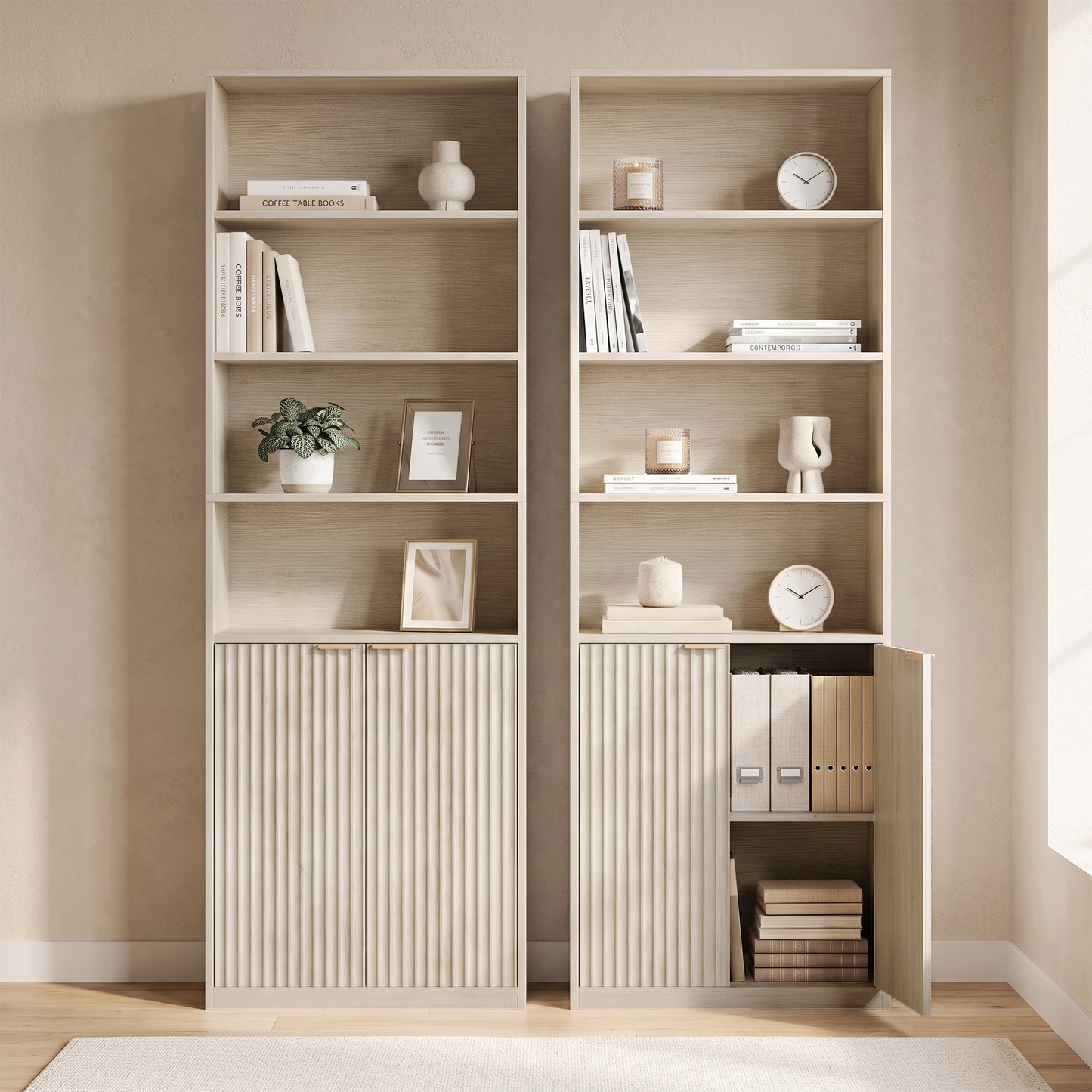 HOMCOM Bookcase Adjustable Shelf Bookshelf Anti-Tip Hardware 6-Tier, Oak Wood Effect