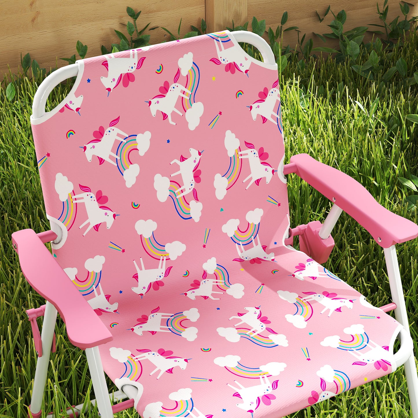 AIYAPLAY Kids Patio Table and Chair Set, Kids Garden Furniture with Umbrella, 4-Piece Bistro Set for Garden, Pink