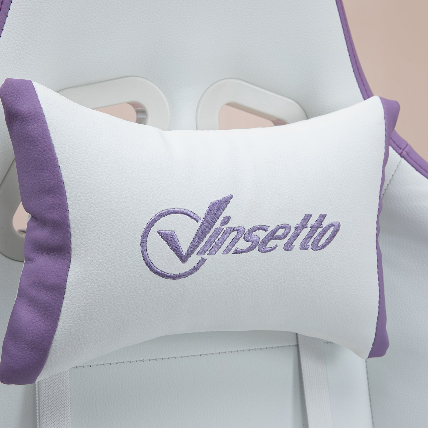 Vinsetto Computer Gaming Chair, PU Leather Office Desk Chair with Footrest, Swivel Wheels, 135Â° Reclining Back, Lumbar Support, Headrest for Home, White and Purple