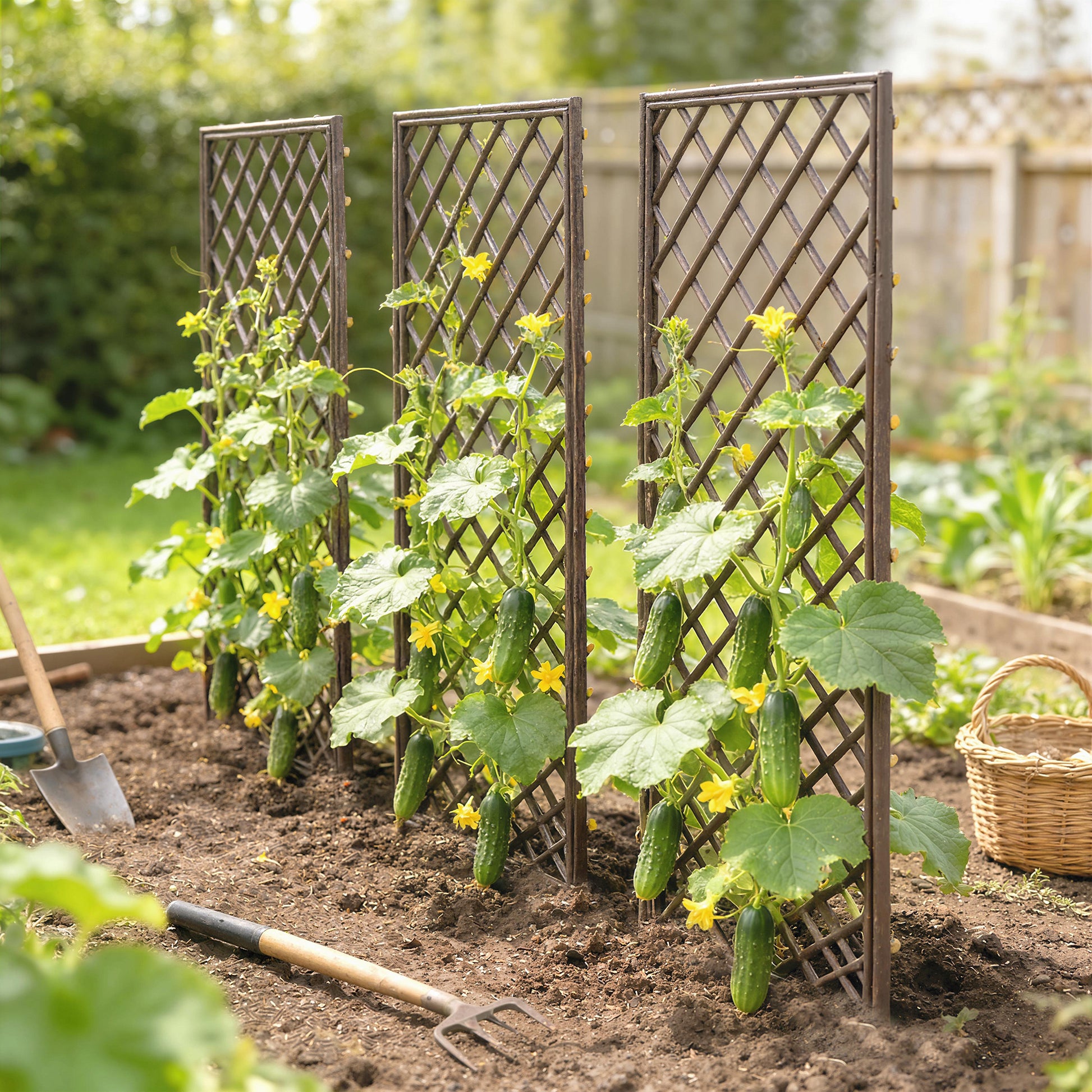 Outsunny Garden Trellis, Decorative Trellis Panels for Climbing Outdoor Plants, Natural Wood Finish