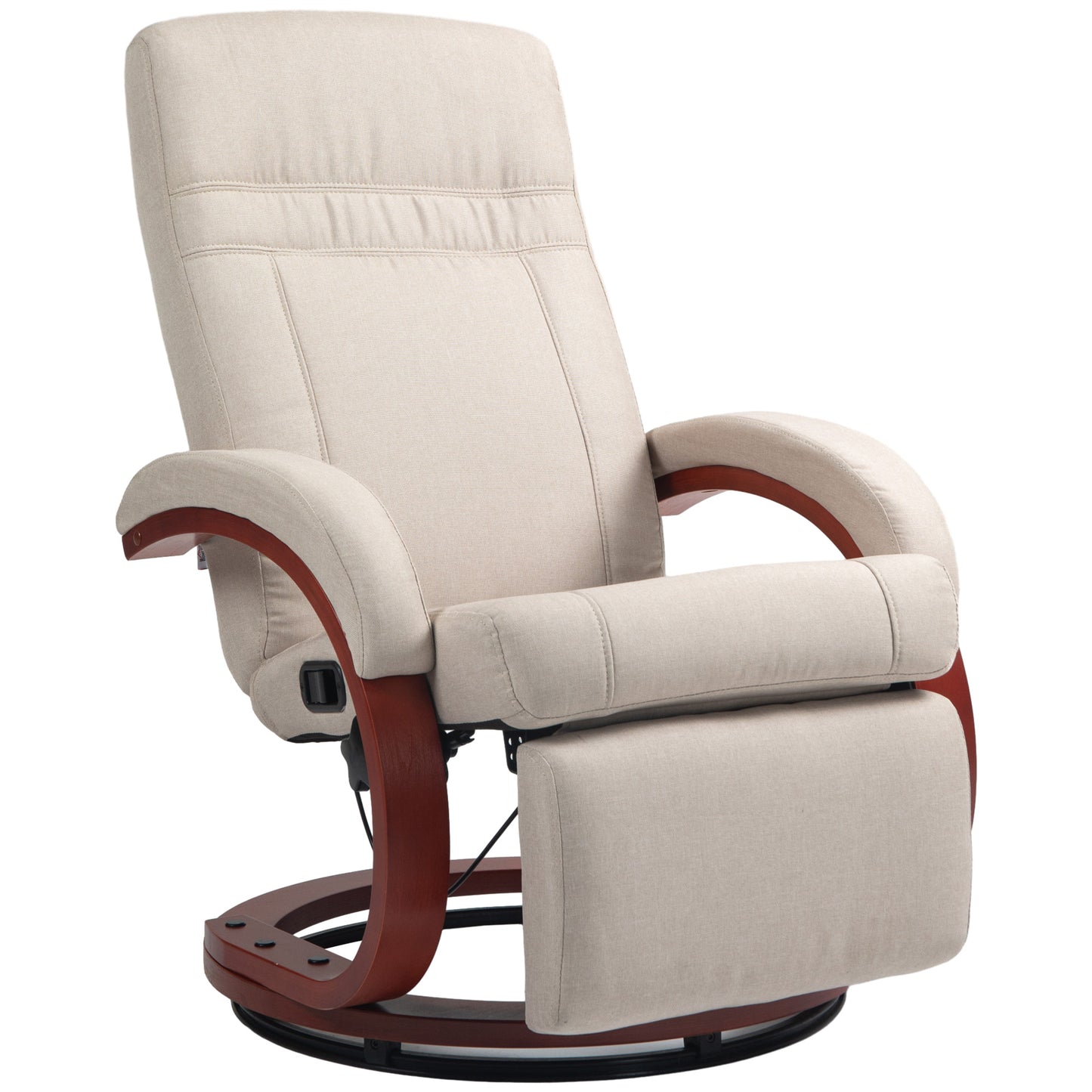 HOMCOM 135Â° Manual Reclining Swivel Chair, with Footrest - Beige