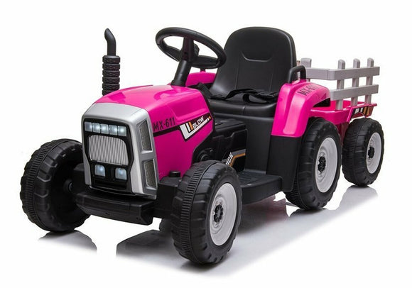 MX 12V Electric Tractor Trailer Pink